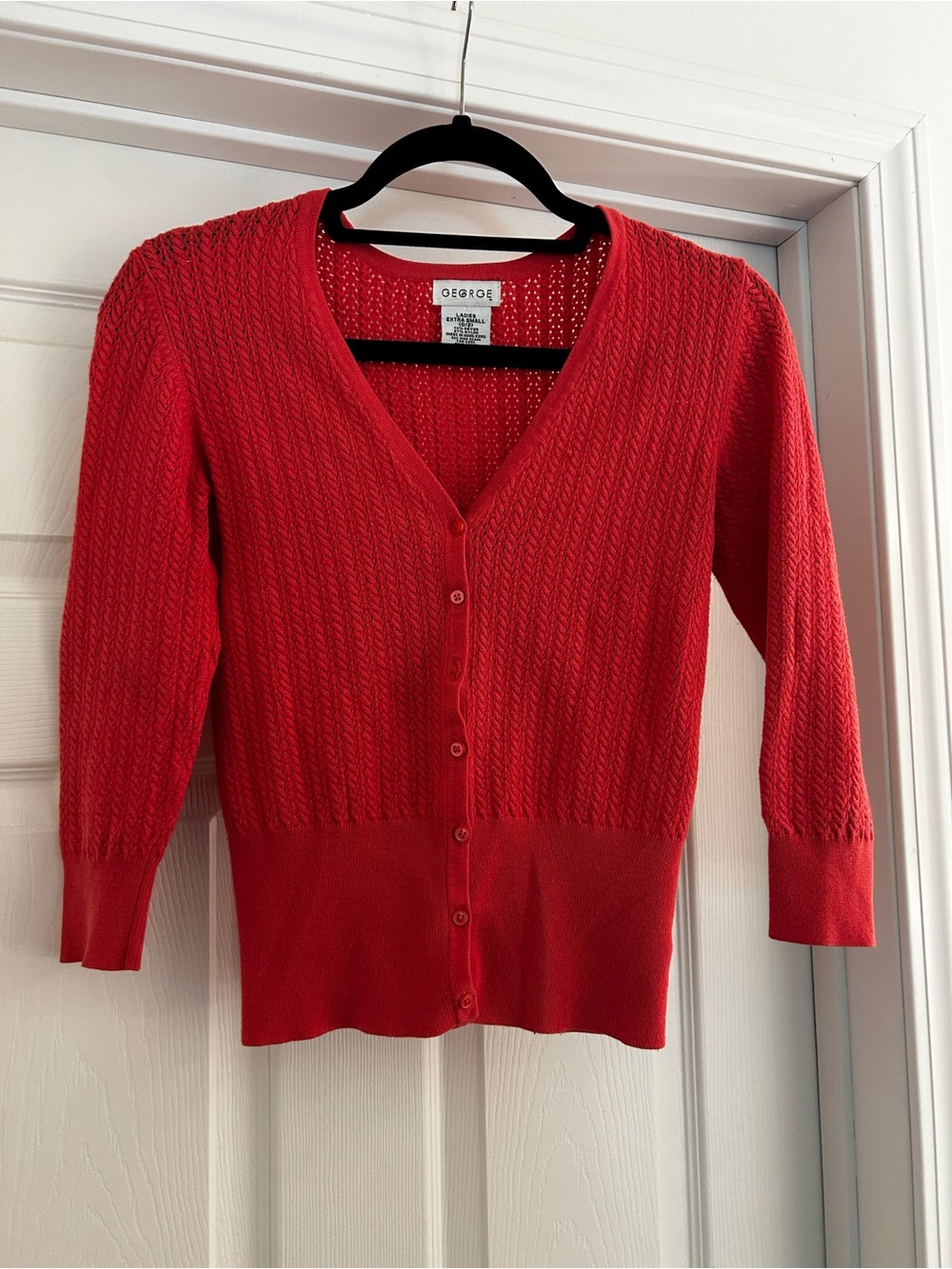 Women’s Coral Color Knit V-Neck Button Cardigan